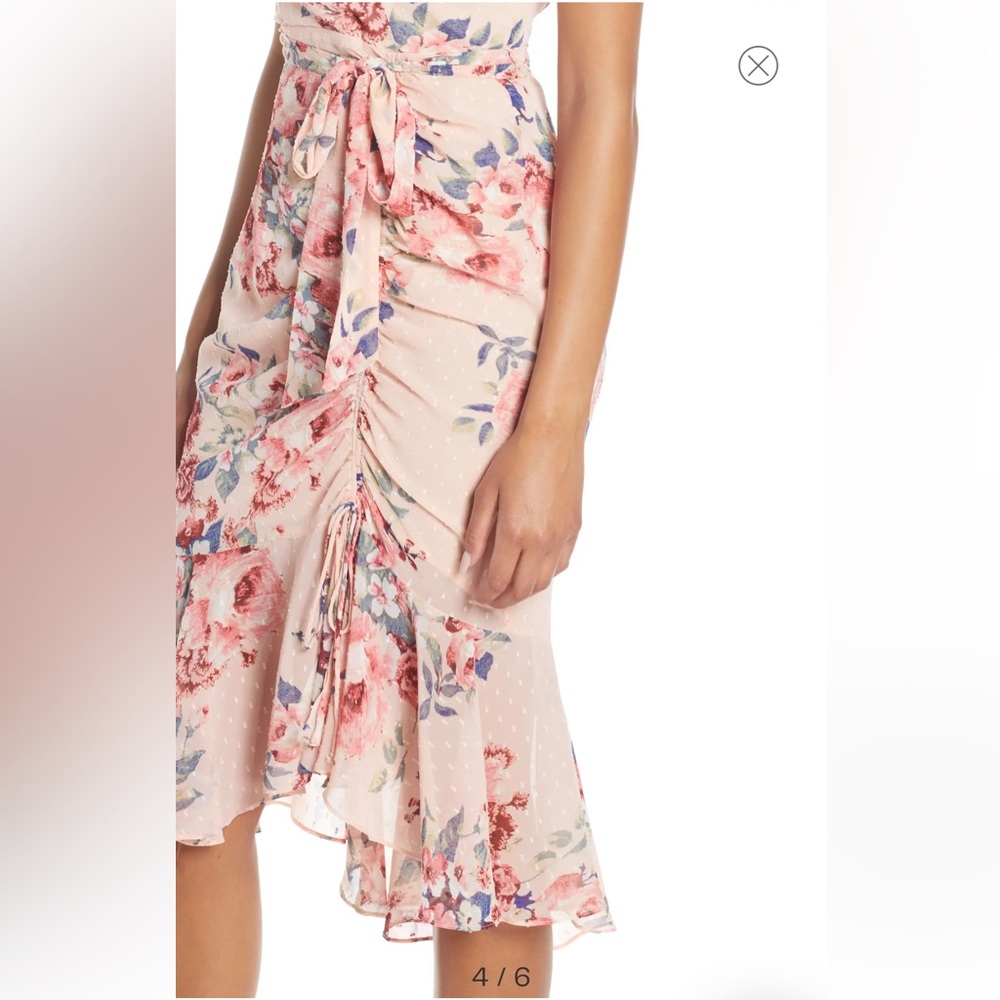 Eliza J floral ruffle chiffon faux wrap dress - Picture 4 of 9